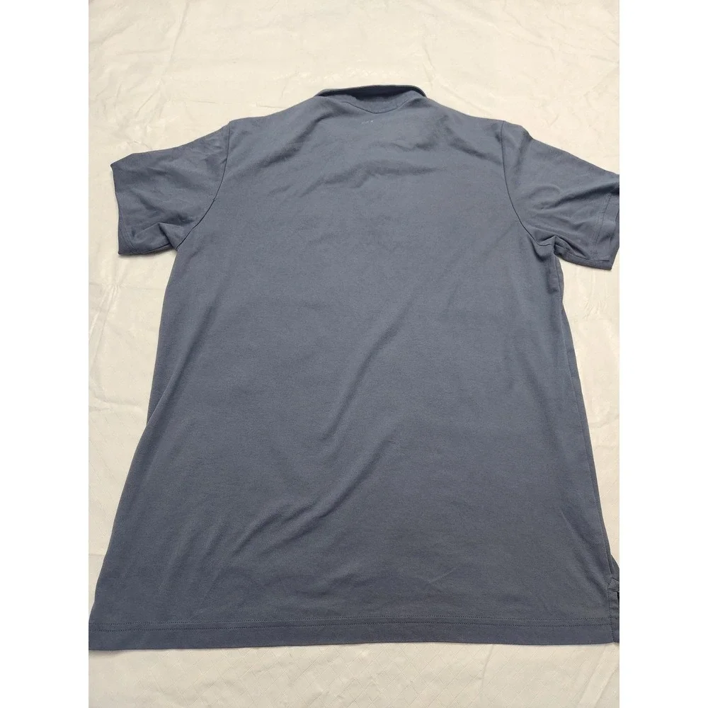 TravisMathew Polo Shirt Mens XL Blue Stripe Chest Logo Golf Pima Cotton Blend